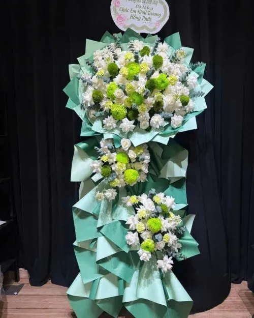 Lẵng hoa chúc mừng khai trương hai tầng sang trọng mẫu 402